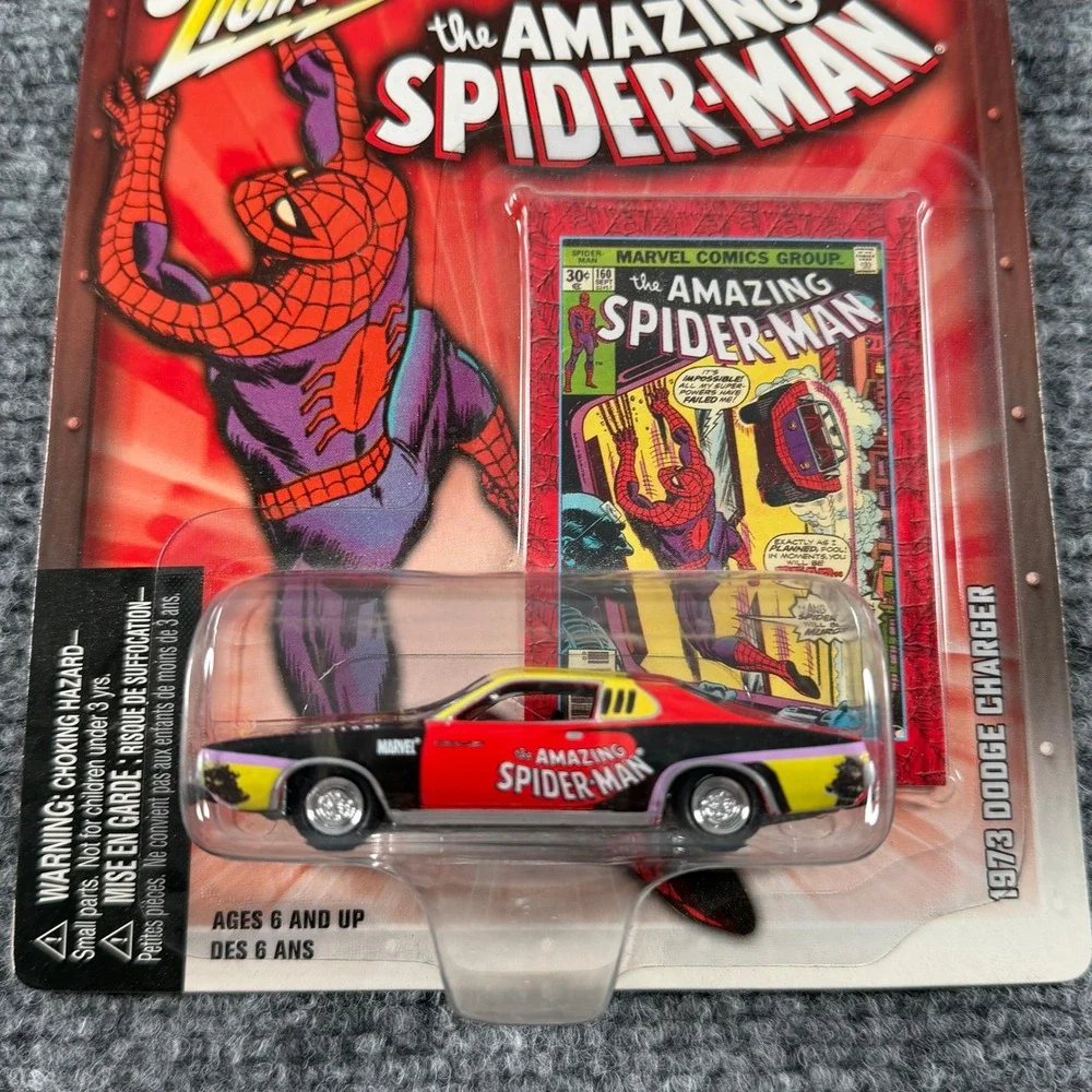 Johnny Lightning Marvel Diecast 1973 Dodge Charger Spider-Man Black Red 2004 Car